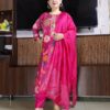 Magenta pink 3 piece silk blend women's suit with dupatta – premium ethnic wear, sizes M to XXL