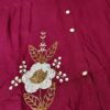 Elegant maroon rayon cotton cord set with embroidered kurta and matching pants for girls