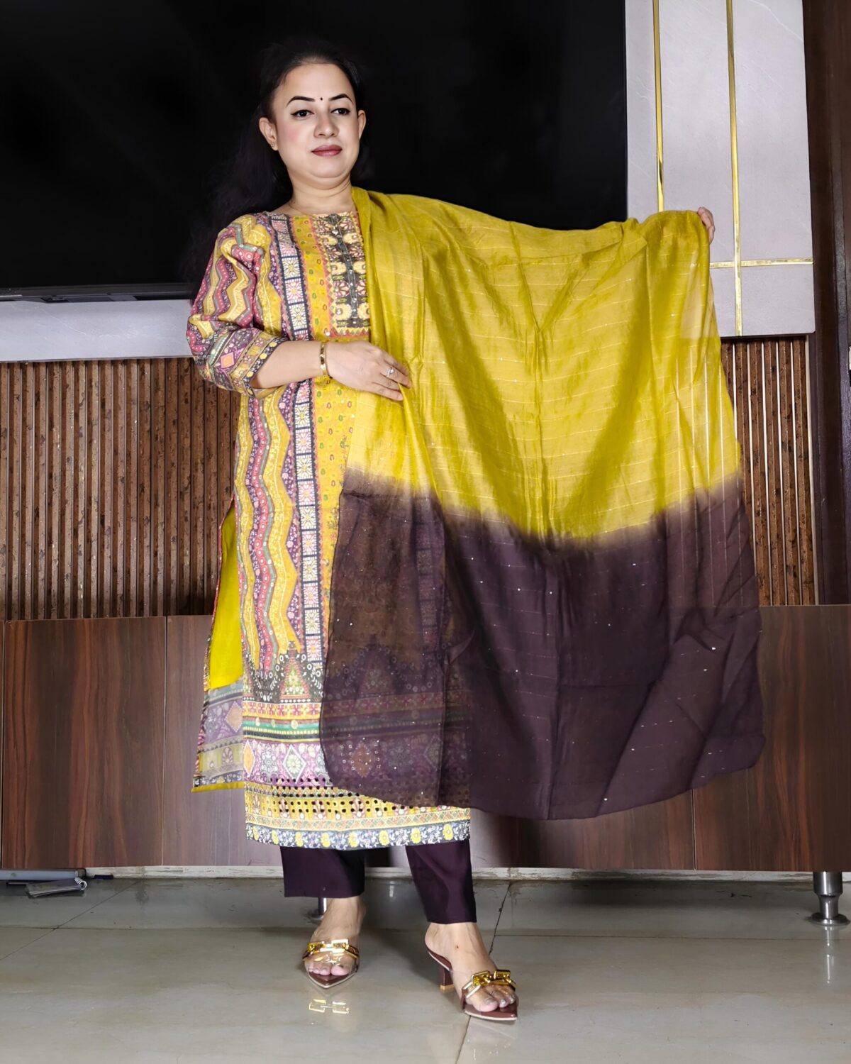 Premium Yellow Cotton Suit Set with Chikan Embroidery Work