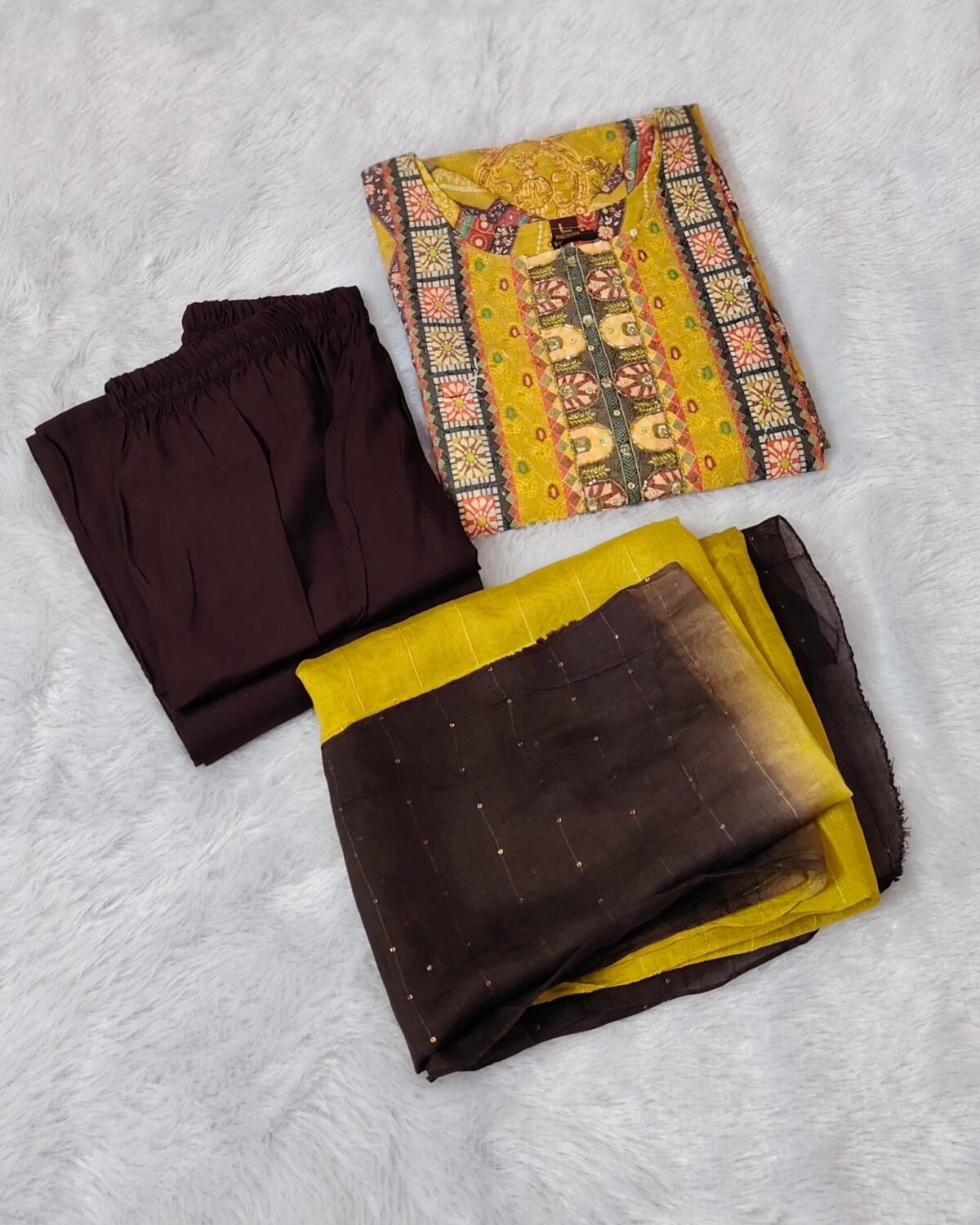 Premium Yellow Cotton Suit Set with Chikan Embroidery Work