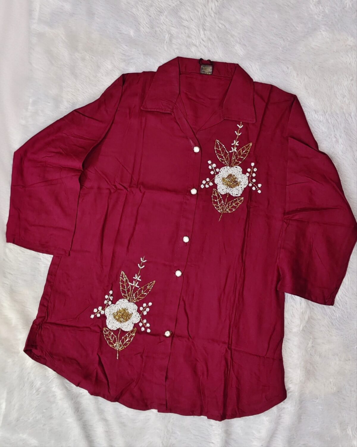Elegant maroon rayon cotton cord set with embroidered kurta and matching pants for girls