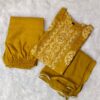 Elegant mustard yellow embroidered ethnic kurta pant dupatta set