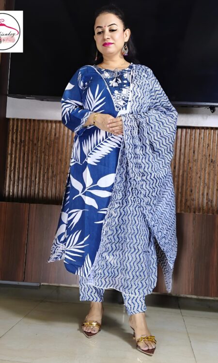 Stylish women's rayon cotton suit with elegant print and dupatta, perfect for casual and festive wear