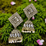 Elegant Kundan & Pearl Studded Jhumka Earrings for Women