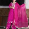 Women’s Pink Georgette Mirror Work Suit Set with Dupatta