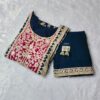 Navy blue embroidered palazzo suit set with dupatta for women
