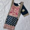 Navy blue embroidered palazzo suit set with dupatta for women