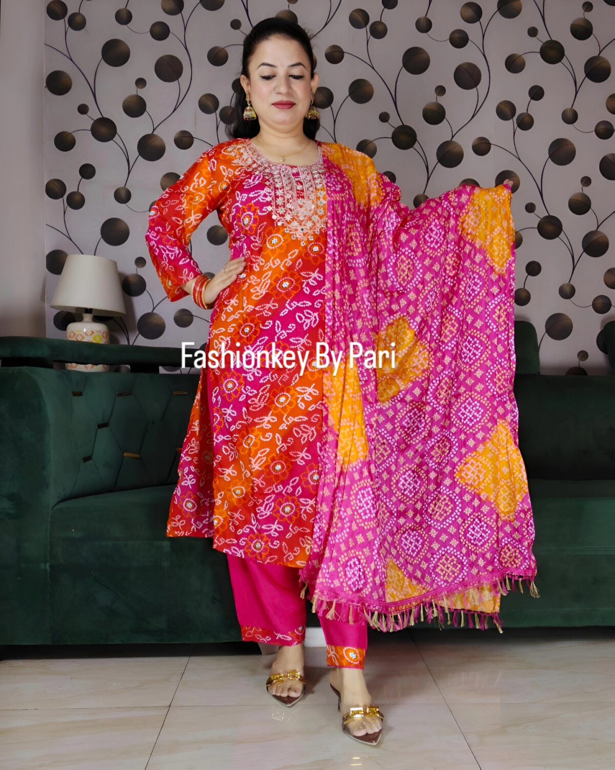 Pink and Orange Festive Cotton Suit – Fashionkey Official