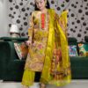 Yellow silk kurta set with paisley embroidery, mirror work, and matching floral dupatta – Indian festive outfit