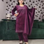 Premium Velvet Embroidered Suit Set with Swarovski Work