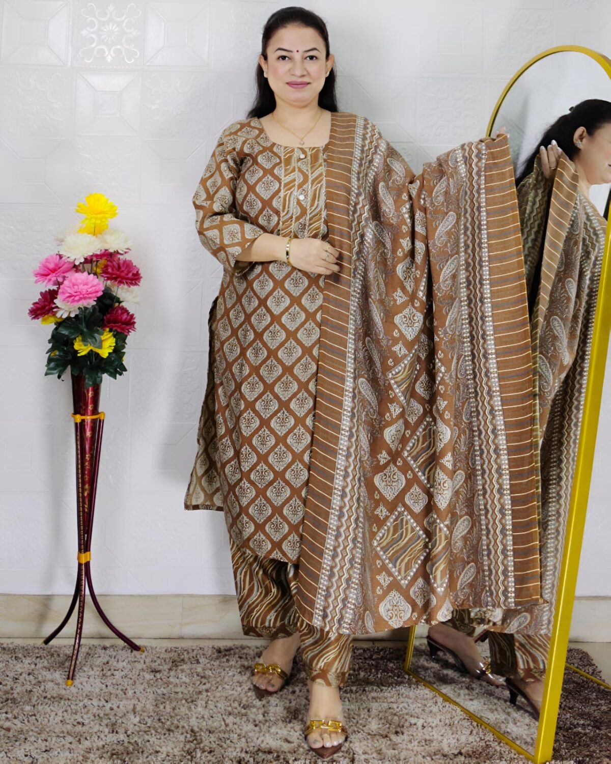 premium pashmina kurta pant dupatta set for women