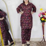 Elegant pashmina printed co-ord set for women with floral design winter wear two piece outfit