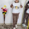 Super soft winter fleece co-ord set for women hoodie and pants cute cartoon print available in 5 colors