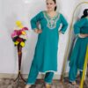Women’s Woolen Embroidered Kurta Pant Set – Winter Ethnic Wear