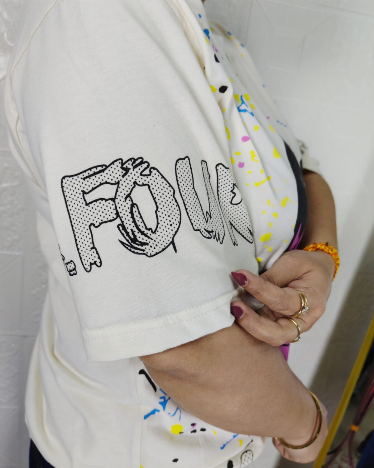 Women printed lycra casual t-shirt with graphic design