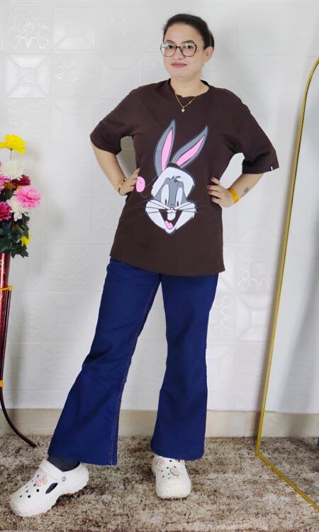 Women printed lycra casual t-shirt with graphic design