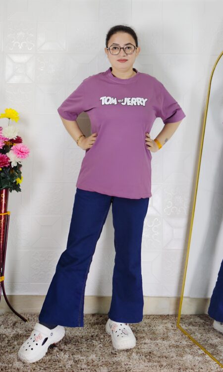 Women printed lycra casual t-shirt with graphic design