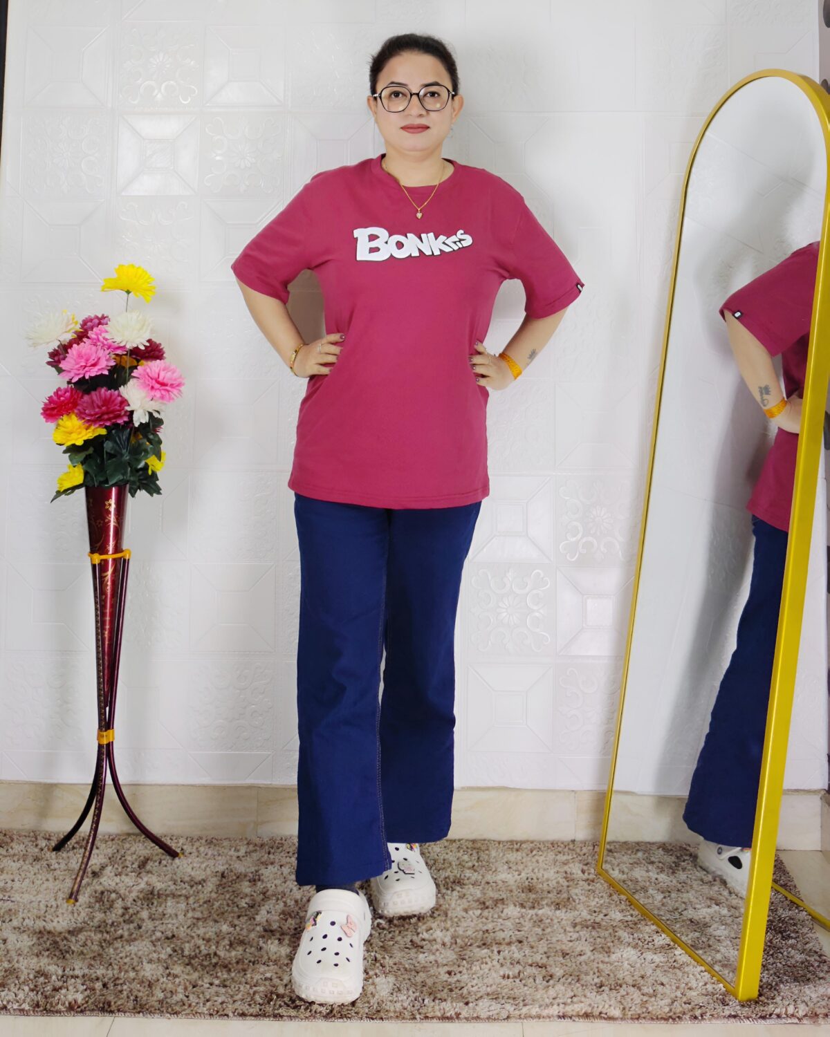 Women printed lycra casual t-shirt with graphic design