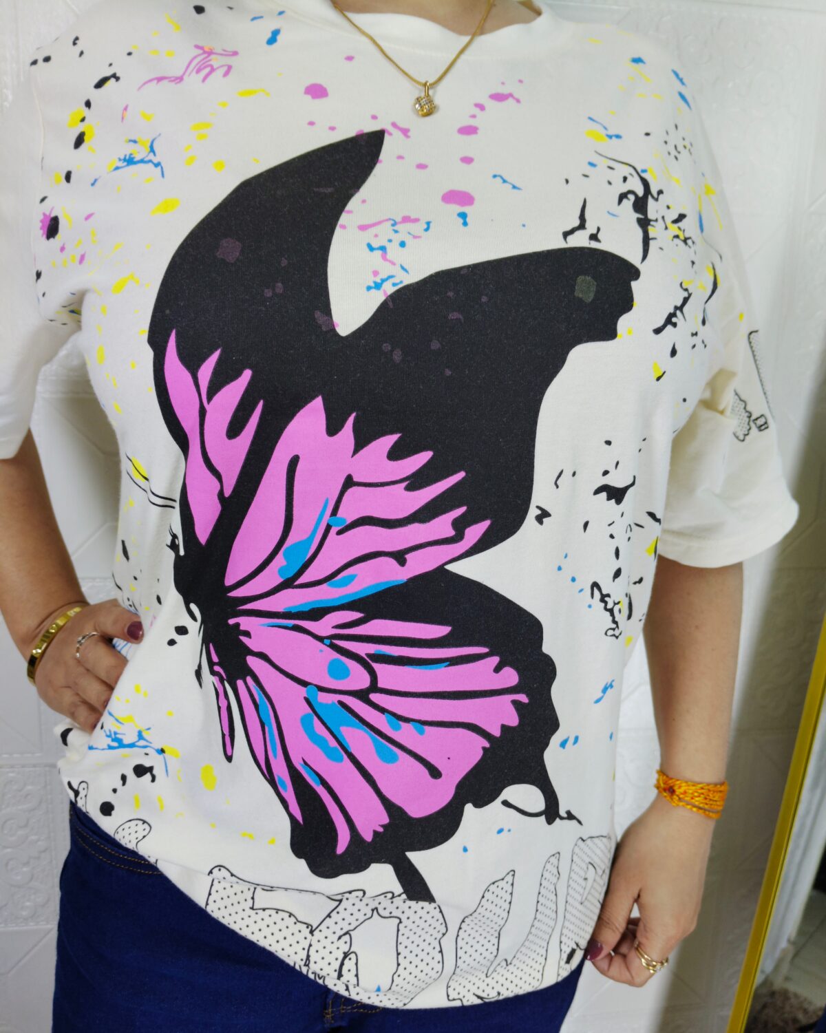 Women printed lycra casual t-shirt with graphic design