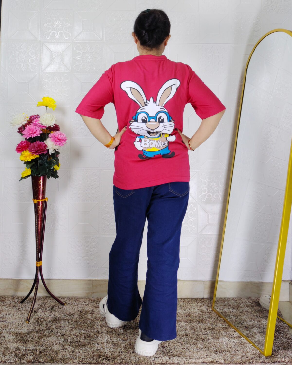 Women printed lycra casual t-shirt with graphic design