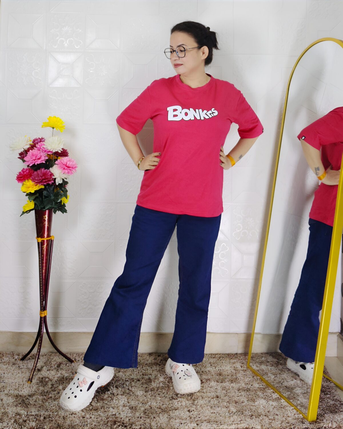 Women printed lycra casual t-shirt with graphic design