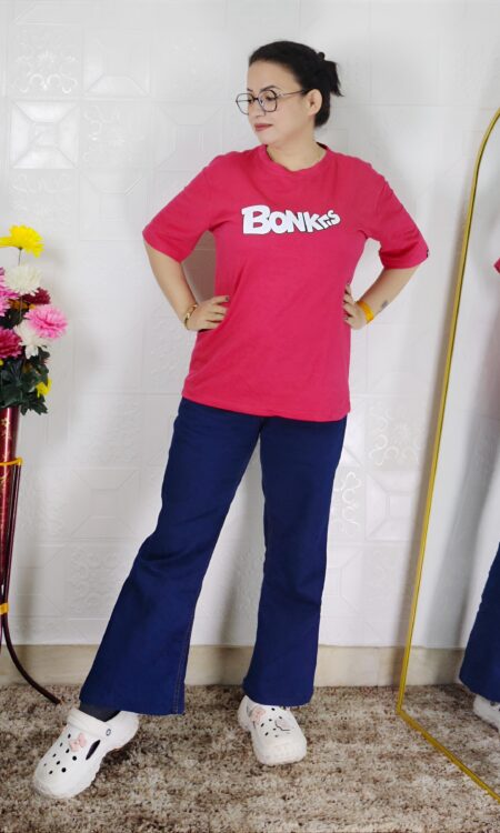 Women printed lycra casual t-shirt with graphic design