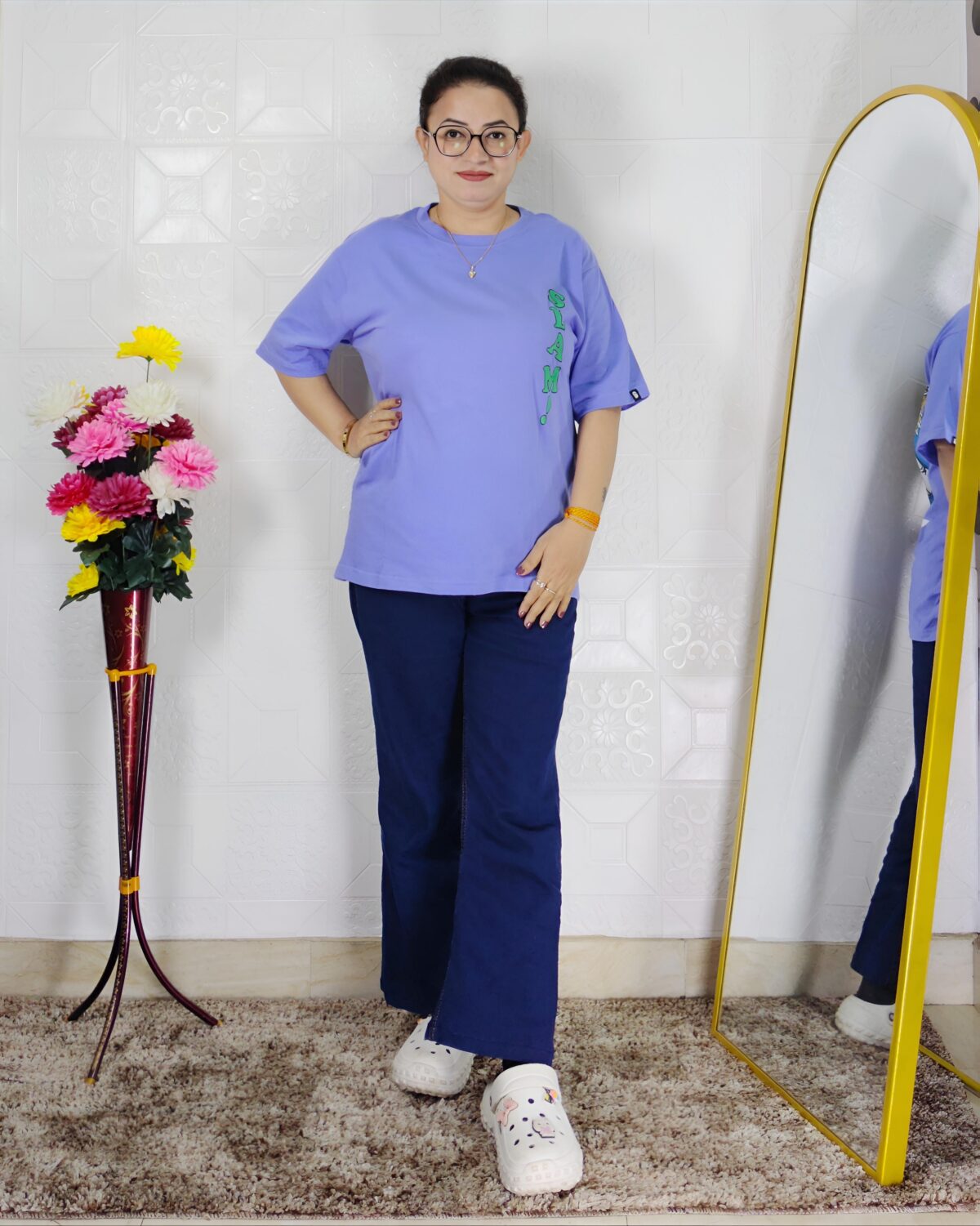 Women printed lycra casual t-shirt with graphic design