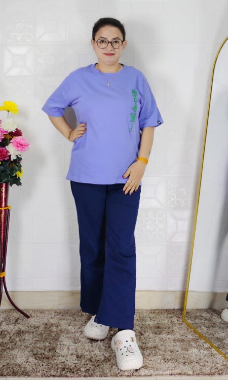 Women printed lycra casual t-shirt with graphic design