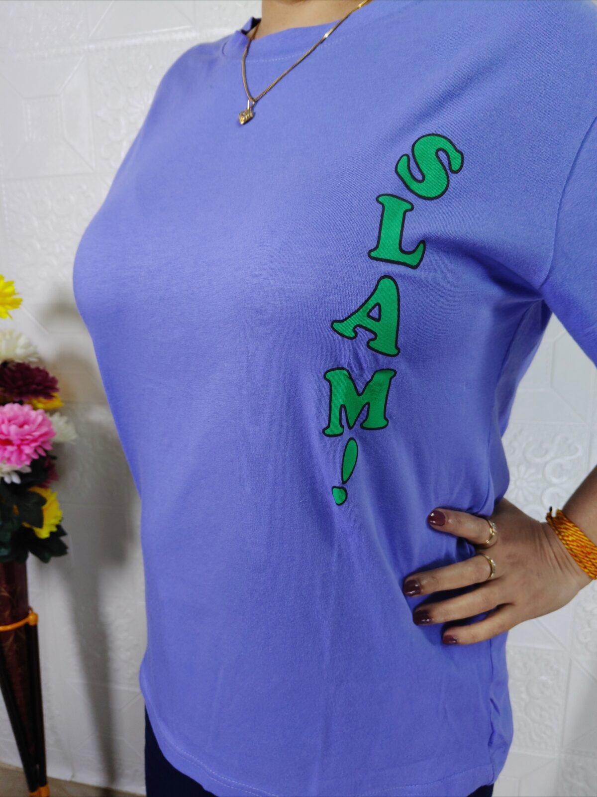 Women printed lycra casual t-shirt with graphic design