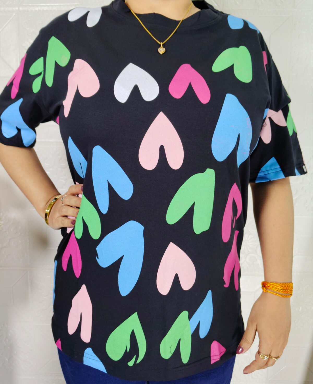 Women printed lycra casual t-shirt with graphic design