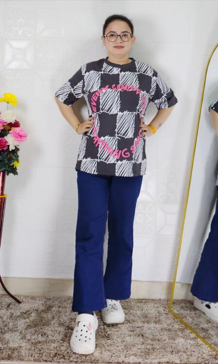 Women printed lycra casual t-shirt with graphic design