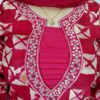 Pink burfi geometric printed rayon cotton 3 piece suit set for women