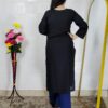 Black peacock embroidered rayon cotton kurti for women