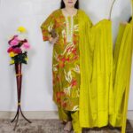 Women Floral Printed Rayon Cotton Suit Set with Matching Dupatta