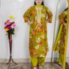 Women floral printed rayon cotton suit set with matching dupatta