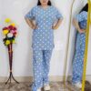 Women printed night suit set in premium hosiery cotton with cute pattern design