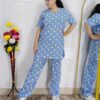 Women printed night suit set in premium hosiery cotton with cute pattern design
