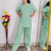 Women printed night suit set in premium hosiery cotton with cute pattern design