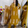 mustard premium cotton suit set for women