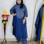 Blue Bandhani Printed 3 Piece Suit – Pure Cotton Ethnic Wear for Women
