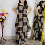 Black Floral Printed Cotton Co-ord Set for Women | Stylish Sleeveless Coord Set