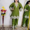 Woman wearing Premium Cotton Embroidered Co-Ord Set with Embroidered Kurta and Matching Pants available in Black, Green, Brown and Maroon colors