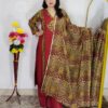 Maroon Premium Dabu Cotton Suit Set for Women