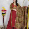 Maroon Premium Dabu Cotton Suit Set for Women