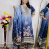 Blue Floral Printed 3 Piece Suit Set for Women