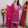 Pink Leheriya Printed Georgette 3 Piece Suit Set for Women